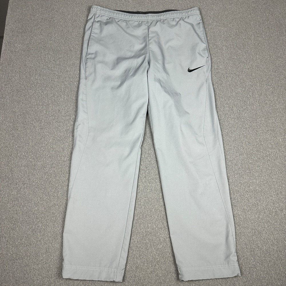 Nike Dri-Fit Mens M Gray Woven Track Pants Athletic Training Warm Up Pants